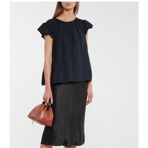 Velvet by Spencer and Graham Irene linen flutter short sleeve top black XS